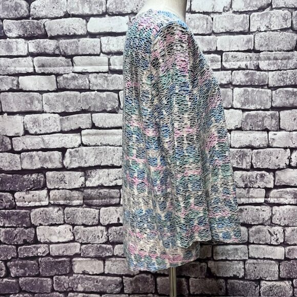 Alfred Dunner White, Green & Blue Asymmetrical Hem Blouse Size 1X - Picture 7 of 8